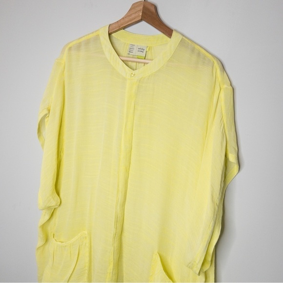 Anthropologie Saturday Sunday Size Small Kendra Neon Yellow Oversized Tunic - Picture 5 of 13